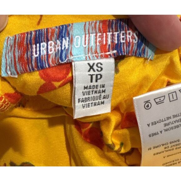 Urban Outfitters XS Jade Scarf Cami Yellow Cherry Print Tie Back Crop Top Tank - Picture 5 of 7